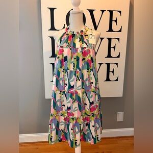 THML Multicolor Abstract Halter Dress size medium NEW!